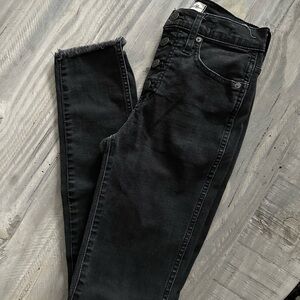 Madewell High Rise Black Button-Fly Skinny Jeans